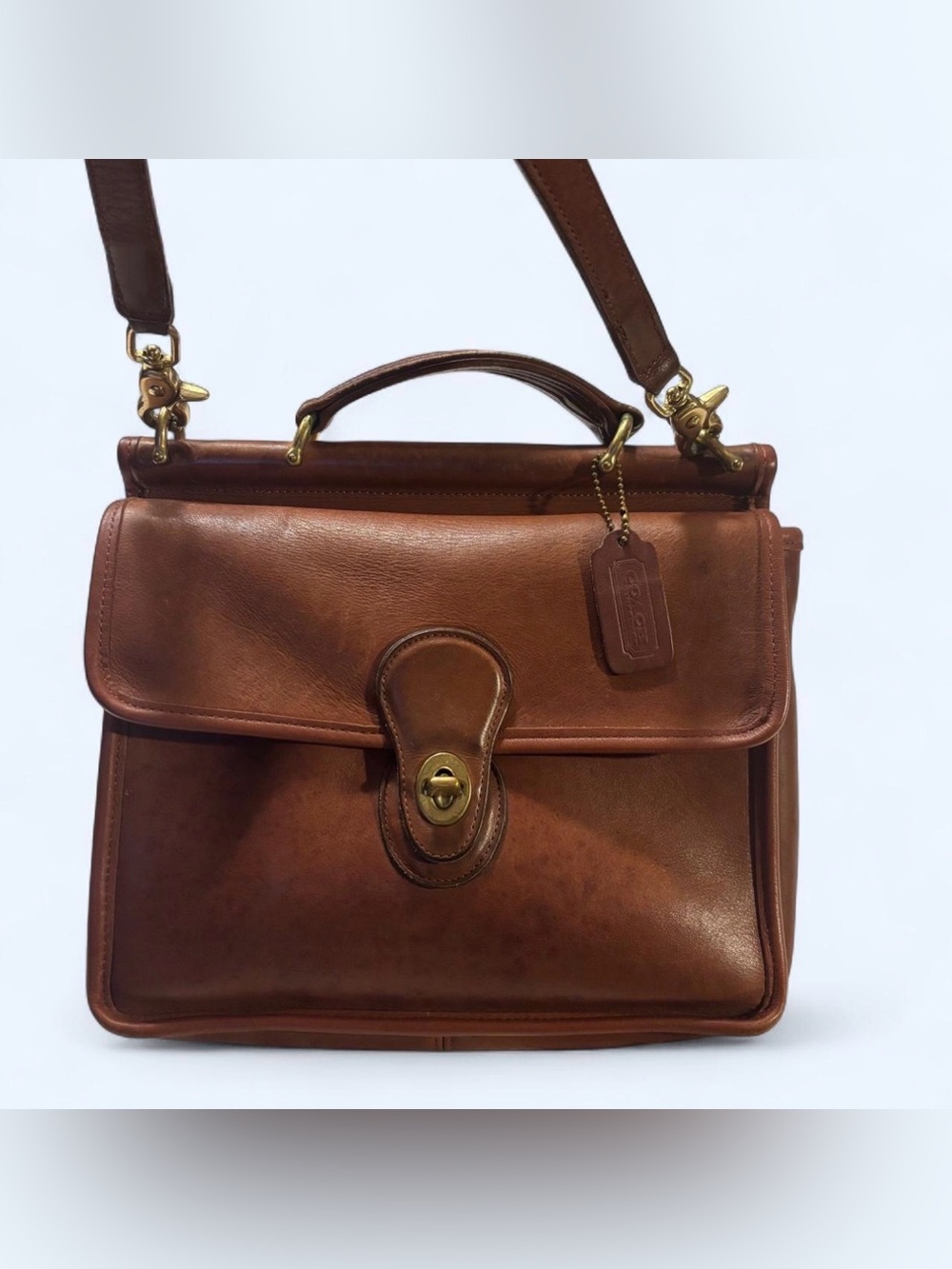 Vintage Coach Willis Bag 9927 British Tan Leather Crossbody Top Handle USA
